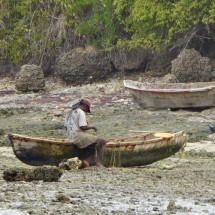 Man checking his fishing net